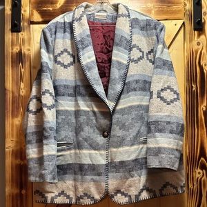 Coldwater Creek Blue Aztec Blanket Blazer
